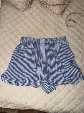 Daily Drills Blue & White Striped High-Waist Women's Shorts